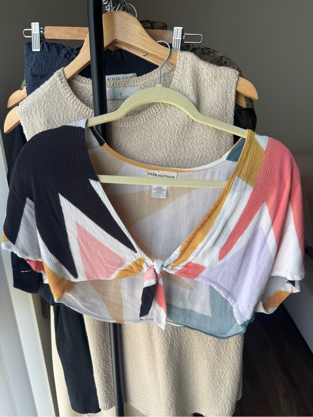 Mara Hoffman Swim Starburst Tie Front Top. Size XS.
